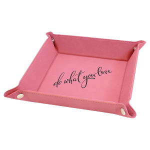 Pink with Black Engraving Laserable Leatherette Snap Up Tray with Snaps - Laser Engraved Leatherette