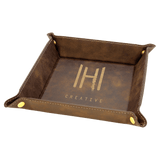 Laserable Leatherette Snap Up Tray with Snaps - Laser Engraved Leatherette