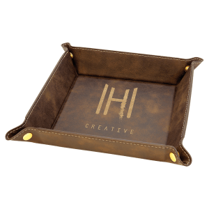 Laserable Leatherette Snap Up Tray with Snaps - Laser Engraved Leatherette