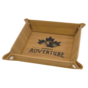 Laserable Leatherette Snap Up Tray with Snaps - Laser Engraved Leatherette