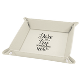 Laserable Leatherette Snap Up Tray with Snaps - Laser Engraved Leatherette