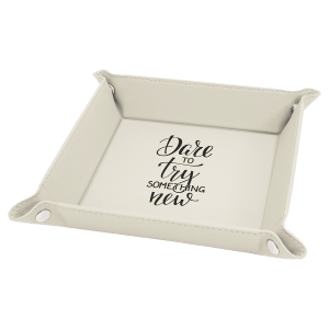 Laserable Leatherette Snap Up Tray with Snaps - Laser Engraved Leatherette