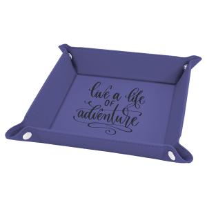 Laserable Leatherette Snap Up Tray with Snaps - Laser Engraved Leatherette