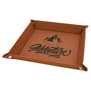 Laserable Leatherette Snap Up Tray with Snaps - Laser Engraved Leatherette