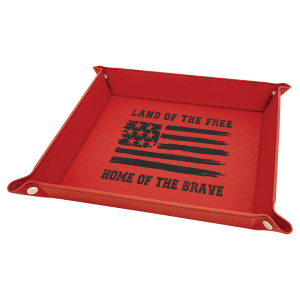Red with Black Engraving Laserable Leatherette Snap Up Tray with Snaps - Laser Engraved Leatherette