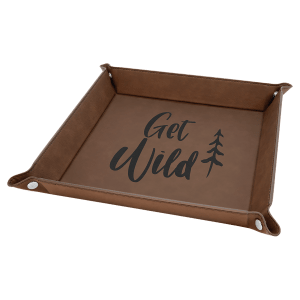 Laserable Leatherette Snap Up Tray with Snaps - Laser Engraved Leatherette