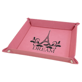 Pink with Black Engraving Laserable Leatherette Snap Up Tray with Snaps - Laser Engraved Leatherette