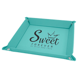 Teal with Black Engraving Laserable Leatherette Snap Up Tray with Snaps - Laser Engraved Leatherette