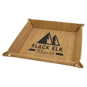 Laserable Leatherette Snap Up Tray with Snaps - Laser Engraved Leatherette