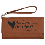 Rawhide with Black Engraving Wallet with Strap - Laser Engraved Leatherette