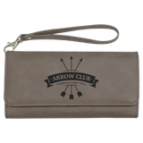 Gray with Black Engraving Wallet with Strap - Laser Engraved Leatherette