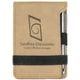 Light Brown with Black Engraving Mini Notepad with Pen - Laser Engraved Leatherette