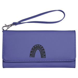 Purple with Black Engraving Wallet with Strap - Laser Engraved Leatherette