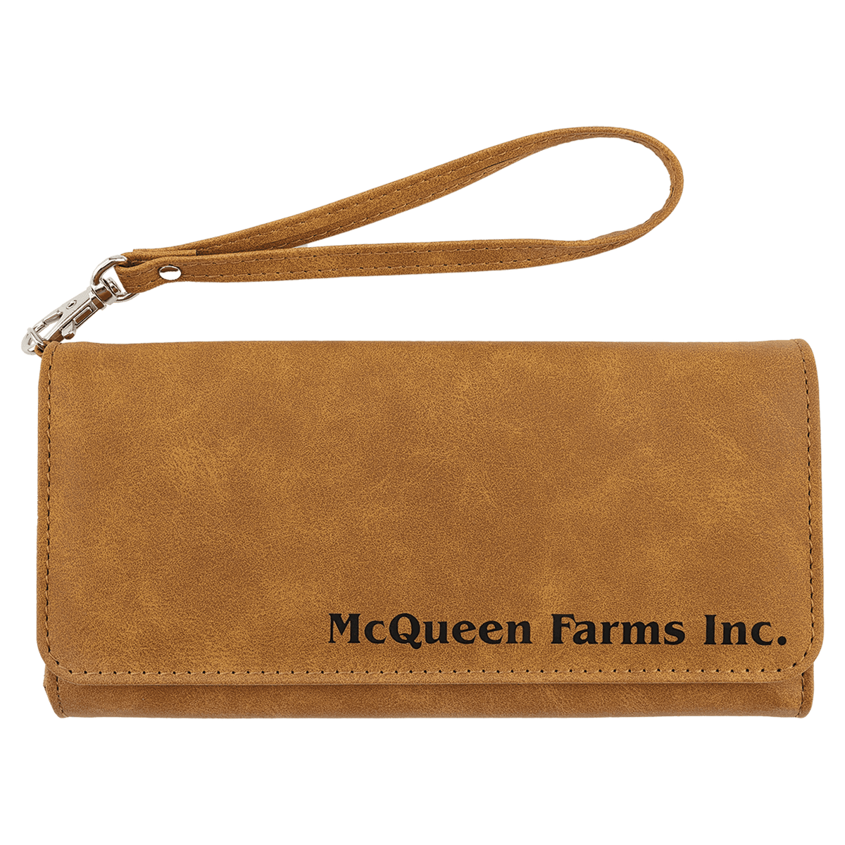A Light Brown Wallet Strap - Laserable Leatherette Creekside Collection 7 1/2" x 4"