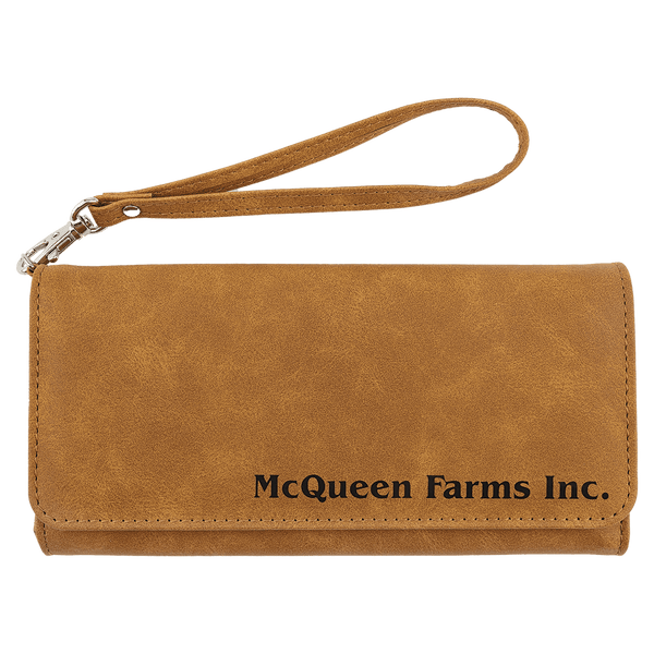A Light Brown Wallet Strap - Laserable Leatherette Creekside Collection 7 1/2" x 4"