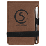 Dark Brown with Black Engraving Mini Notepad with Pen - Laser Engraved Leatherette