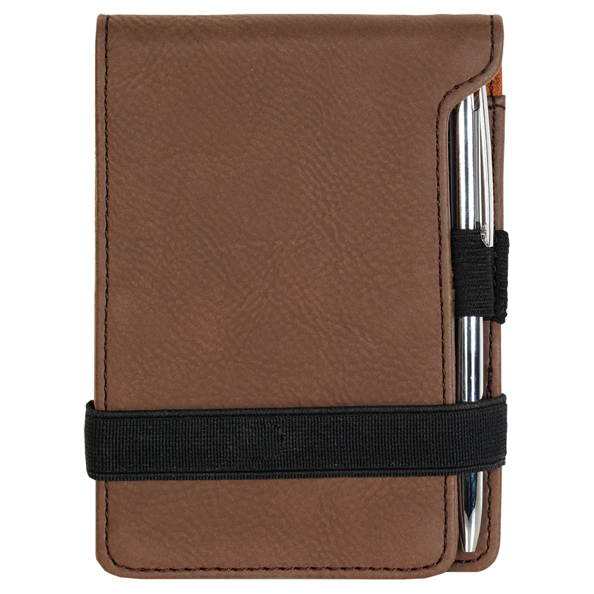 Dark Brown with Black Engraving Mini Notepad with Pen - Laser Engraved Leatherette