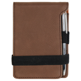 Dark Brown with Black Engraving Mini Notepad with Pen - Laser Engraved Leatherette
