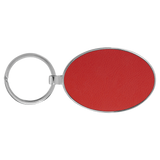 Red with Black Engraving Metal Oval Keychain - Laser Engraved Leatherette