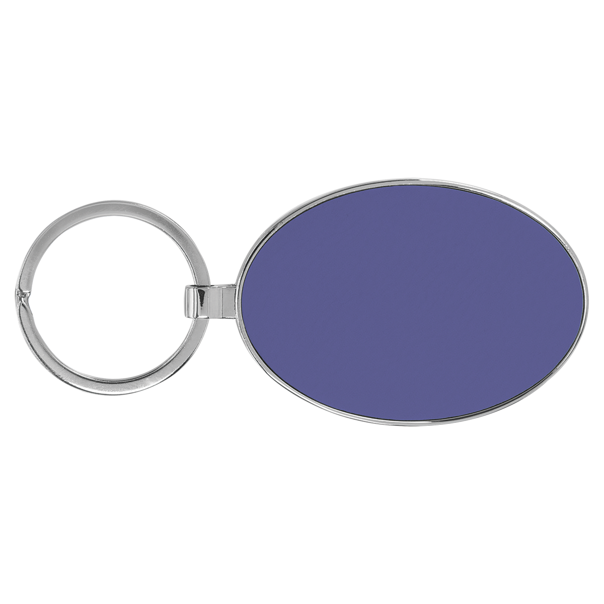 Purple with Black Engraving Metal Oval Keychain - Laser Engraved Leatherette