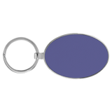 Purple with Black Engraving Metal Oval Keychain - Laser Engraved Leatherette
