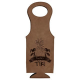 Dark Brown with Black Engraving Leatherette Wine Bag - Laser Engraved Leatherette