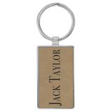 Rectangle Keychain - Leatherette & Metal - Laser Engraved Leatherette