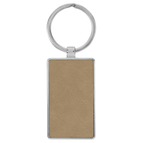 Rectangle Keychain - Leatherette & Metal - Laser Engraved Leatherette