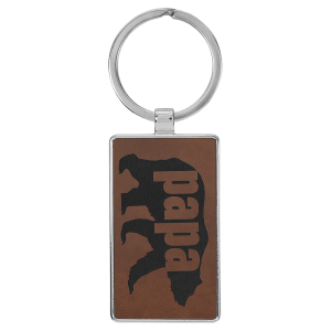 Rectangle Keychain - Leatherette & Metal - Laser Engraved Leatherette