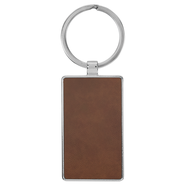 Rectangle Keychain - Leatherette & Metal - Laser Engraved Leatherette