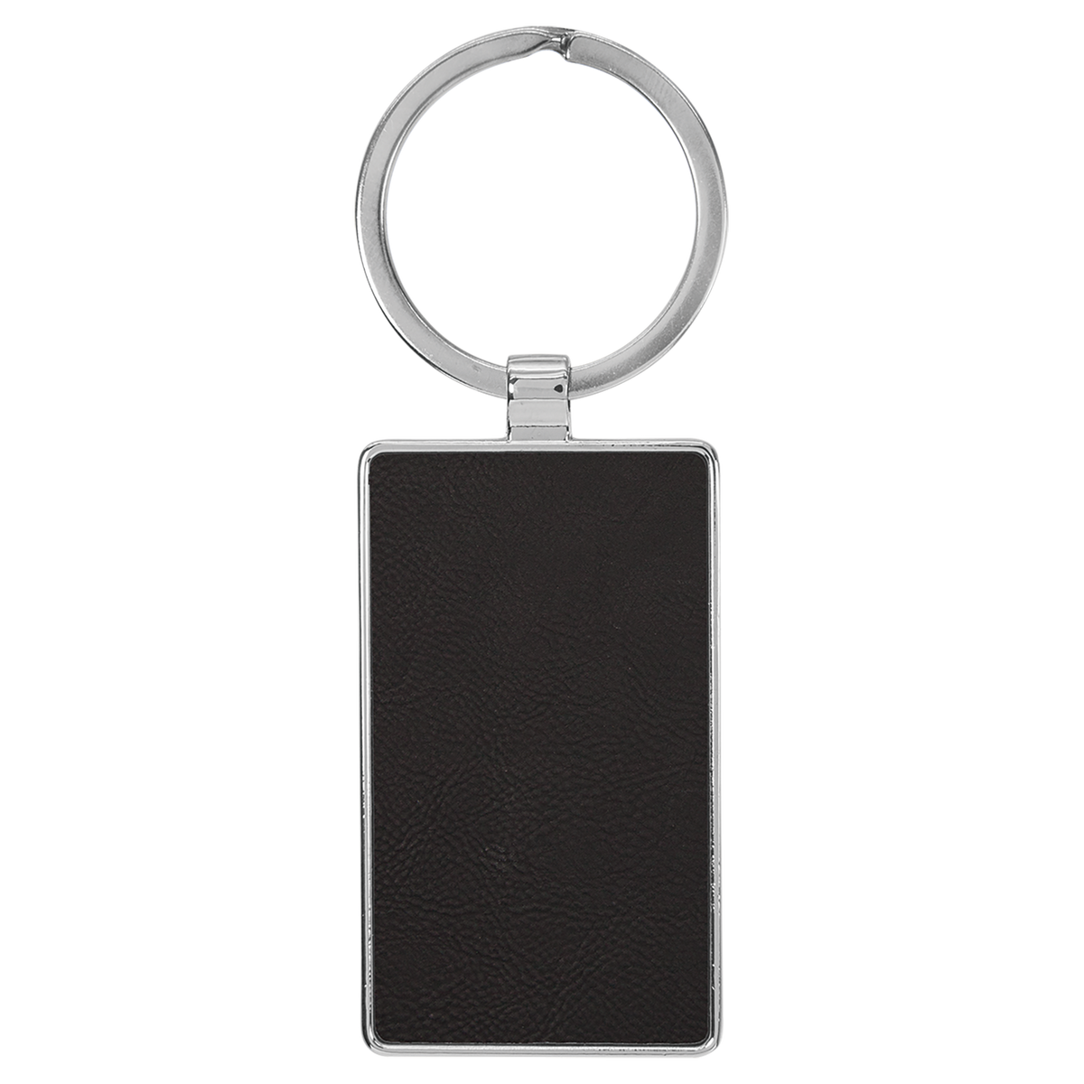 Black with Gold Engraving Rectangle Keychain - Leatherette & Metal - Laser Engraved Leatherette