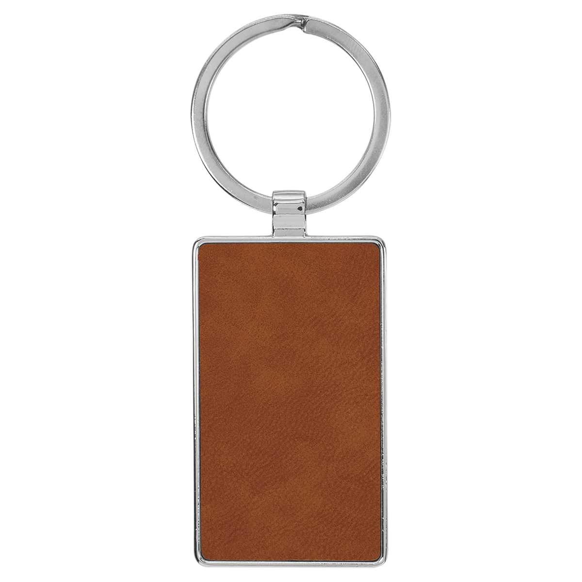 Rawhide with Black Engraving Rectangle Keychain - Leatherette & Metal - Laser Engraved Leatherette