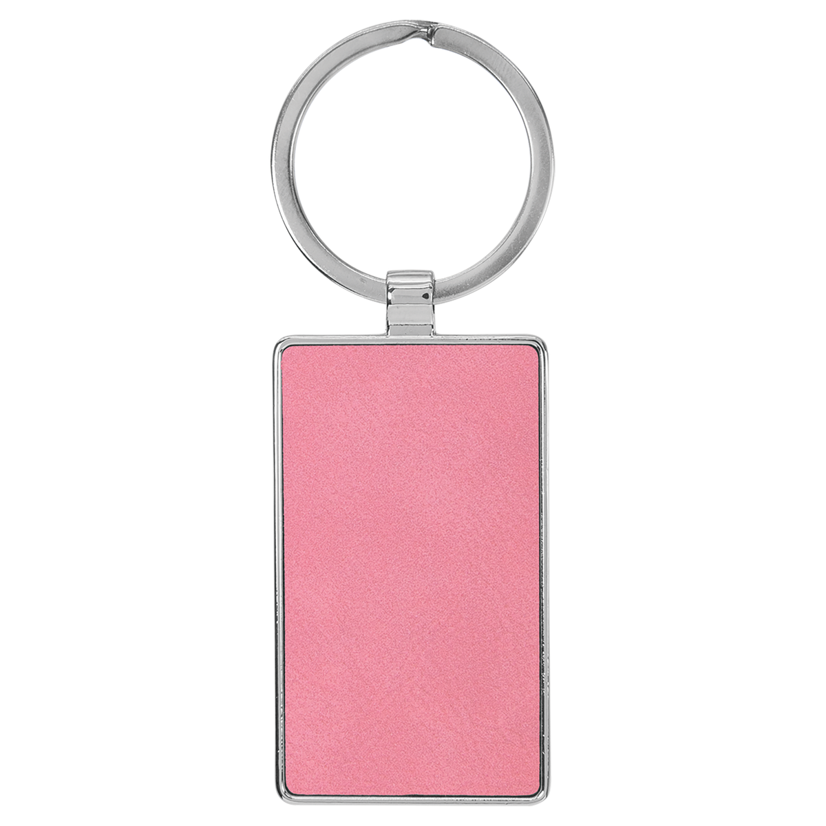 Pink with Black Engraving Rectangle Keychain - Leatherette & Metal - Laser Engraved Leatherette