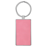 Pink with Black Engraving Rectangle Keychain - Leatherette & Metal - Laser Engraved Leatherette