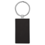 Black with Silver Engraving Rectangle Keychain - Leatherette & Metal - Laser Engraved Leatherette