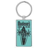 Teal with Black Engraving Rectangle Keychain - Leatherette & Metal - Laser Engraved Leatherette
