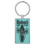Teal with Black Engraving Rectangle Keychain - Leatherette & Metal - Laser Engraved Leatherette