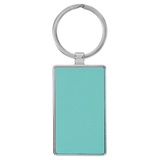 Teal with Black Engraving Rectangle Keychain - Leatherette & Metal - Laser Engraved Leatherette