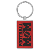Red with Black Engraving Rectangle Keychain - Leatherette & Metal - Laser Engraved Leatherette