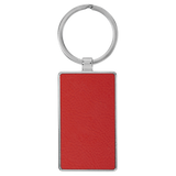 Red with Black Engraving Rectangle Keychain - Leatherette & Metal - Laser Engraved Leatherette