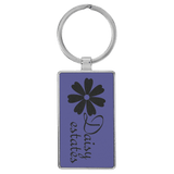 Purple with Black Engraving Rectangle Keychain - Leatherette & Metal - Laser Engraved Leatherette