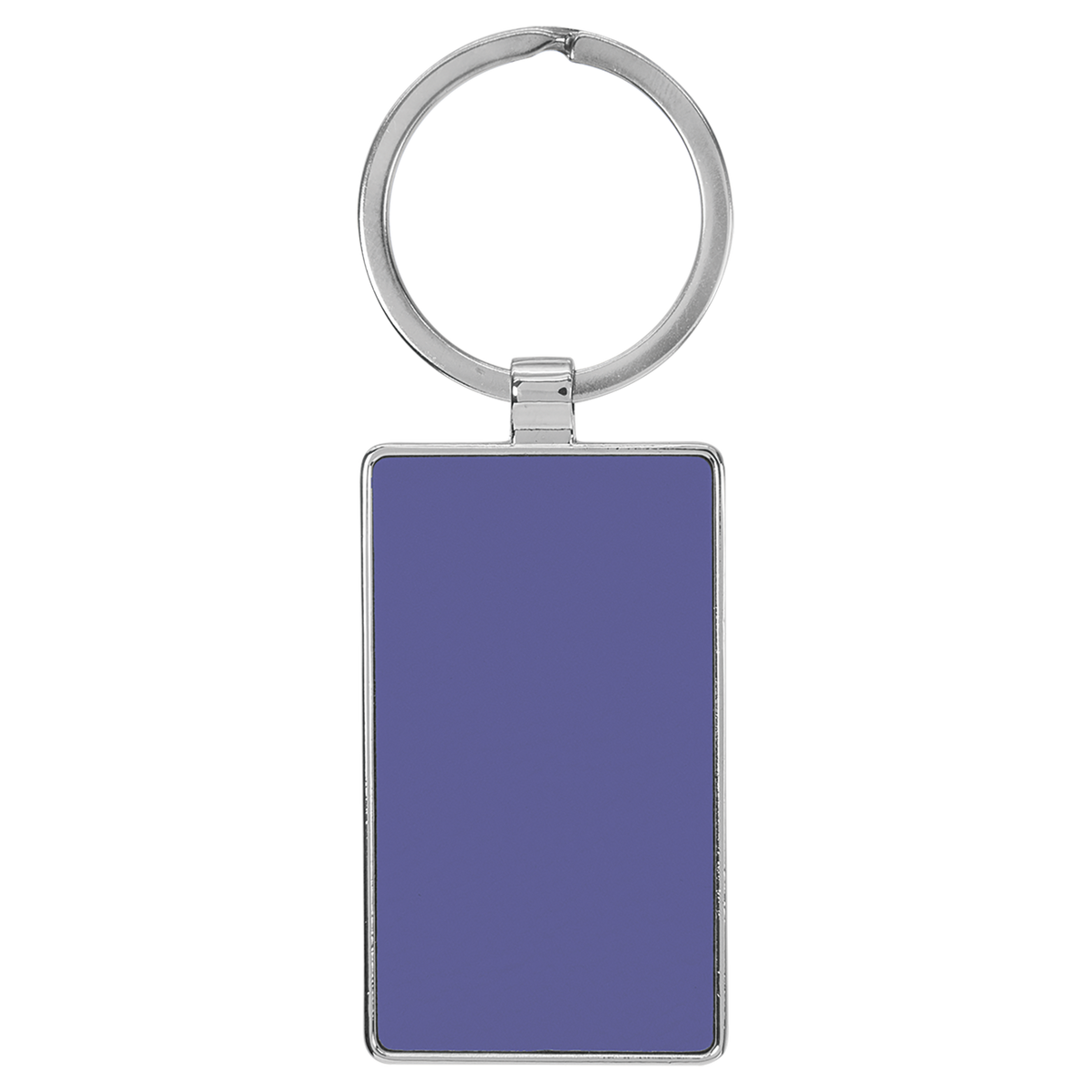 Purple with Black Engraving Rectangle Keychain - Leatherette & Metal - Laser Engraved Leatherette