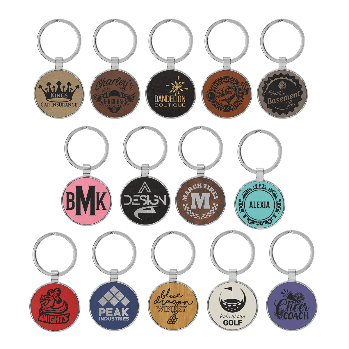 Round Keychain - Leatherette & Metal