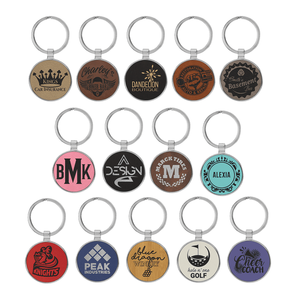 Round Keychain - Leatherette & Metal