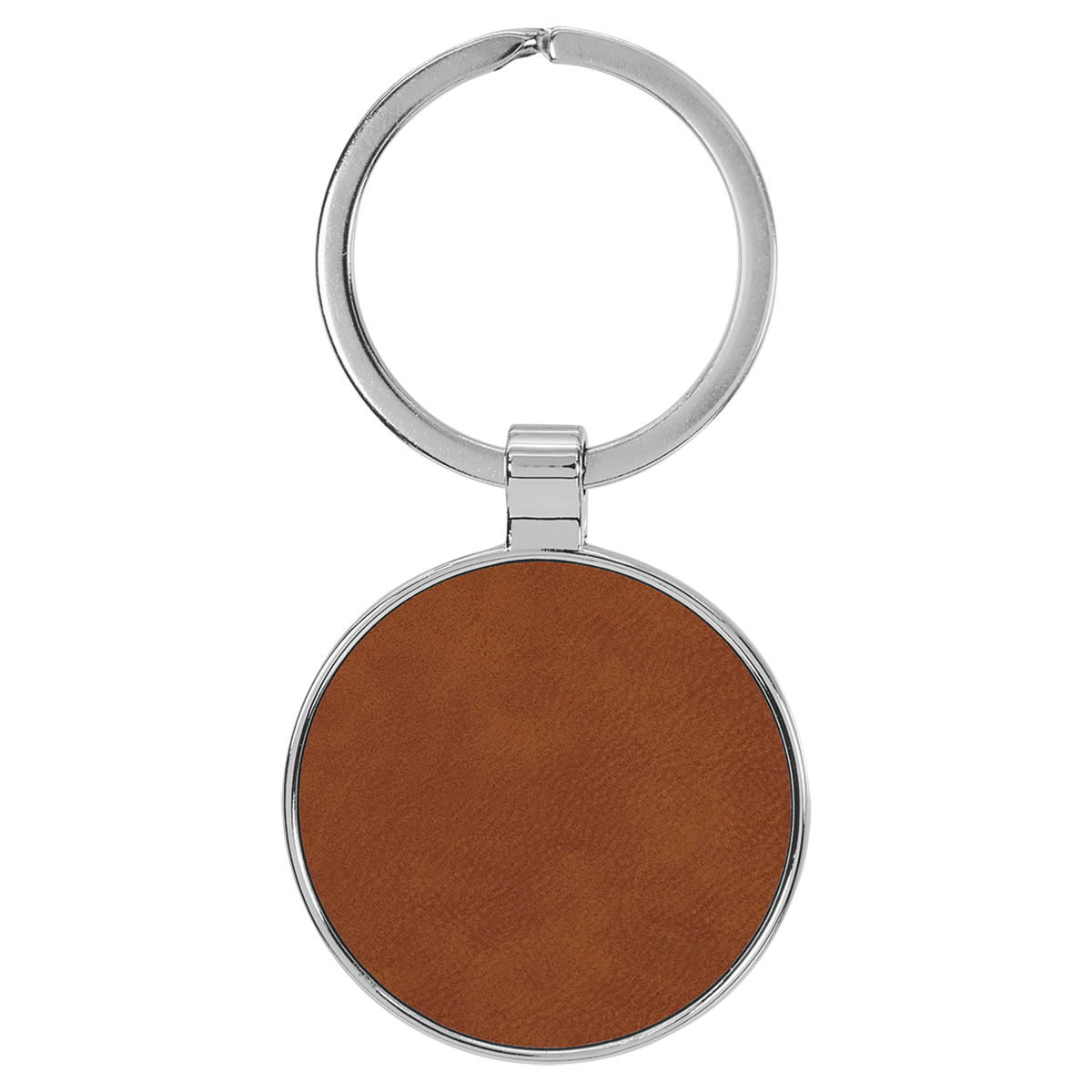Rawhide with Black Engraving Round Keychain - Leatherette & Metal - Laser Engraved Leatherette