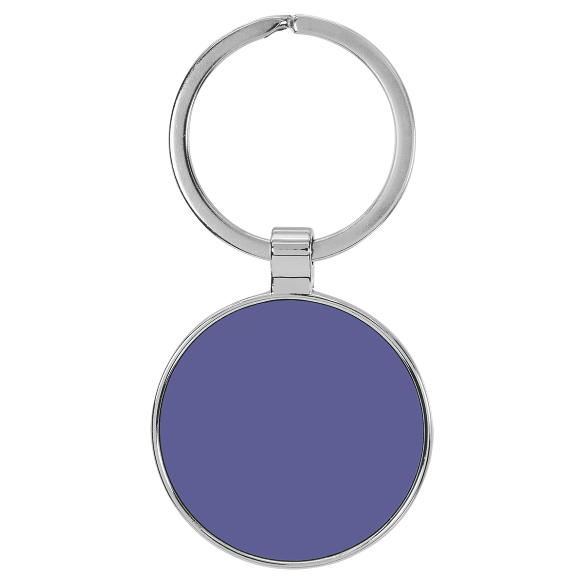 Purple with Black Engraving Round Keychain - Leatherette & Metal - Laser Engraved Leatherette