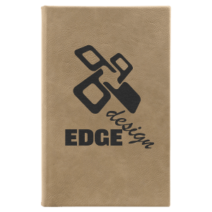 Light Brown with Black Engraving Sketch Book with Unlined Notepad - Laser Engraved Leatherette