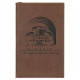 Dark Brown with Black Engraving Sketch Book with Unlined Notepad - Laser Engraved Leatherette