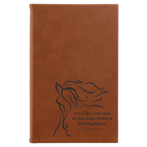 Rawhide with Black Engraving Sketch Book with Unlined Notepad - Laser Engraved Leatherette