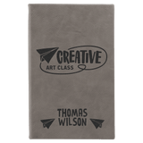 Gray with Black Engraving Sketch Book with Unlined Notepad - Laser Engraved Leatherette